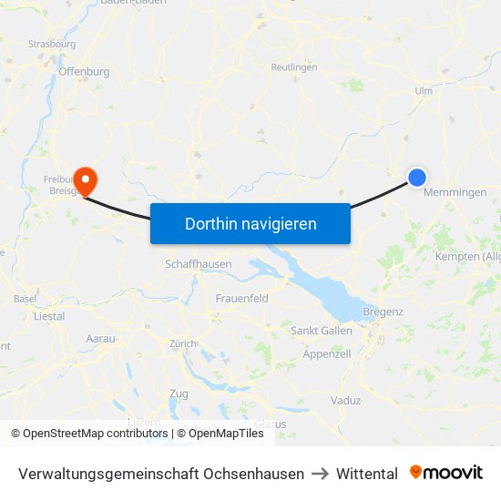 Verwaltungsgemeinschaft Ochsenhausen to Wittental map