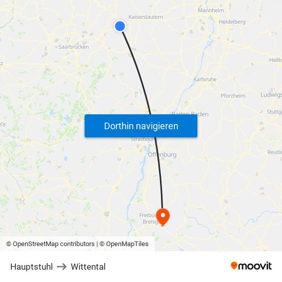 Hauptstuhl to Wittental map