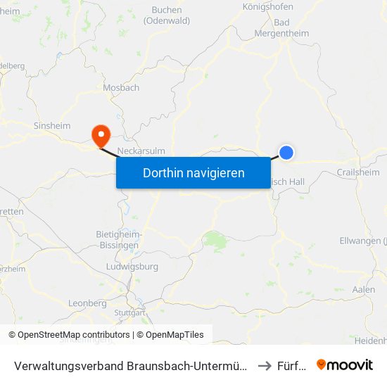 Verwaltungsverband Braunsbach-Untermünkheim to Fürfeld map