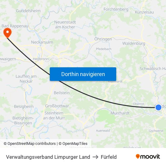 Verwaltungsverband Limpurger Land to Fürfeld map