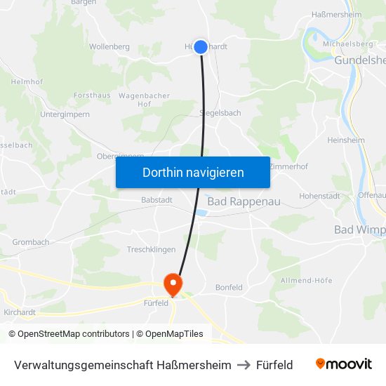 Verwaltungsgemeinschaft Haßmersheim to Fürfeld map