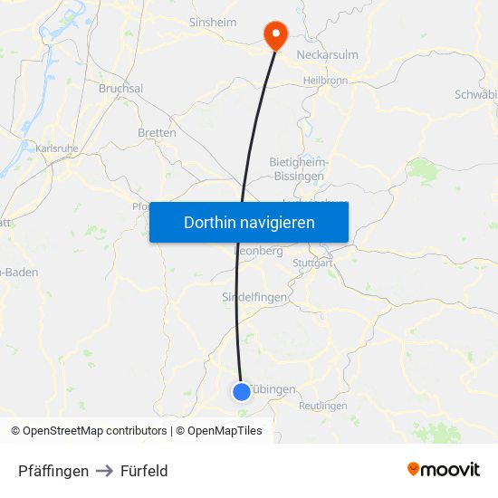 Pfäffingen to Fürfeld map