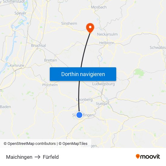 Maichingen to Fürfeld map