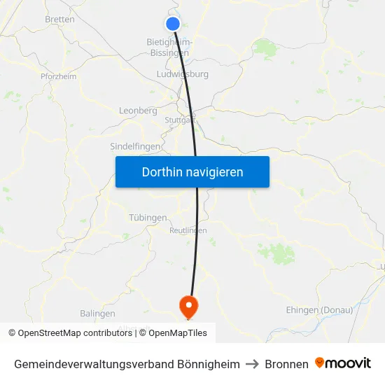 Gemeindeverwaltungsverband Bönnigheim to Bronnen map