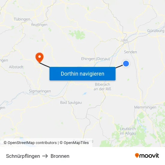 Schnürpflingen to Bronnen map