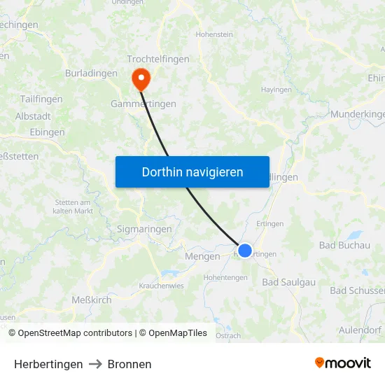 Herbertingen to Bronnen map