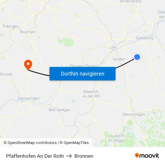 Pfaffenhofen An Der Roth to Bronnen map
