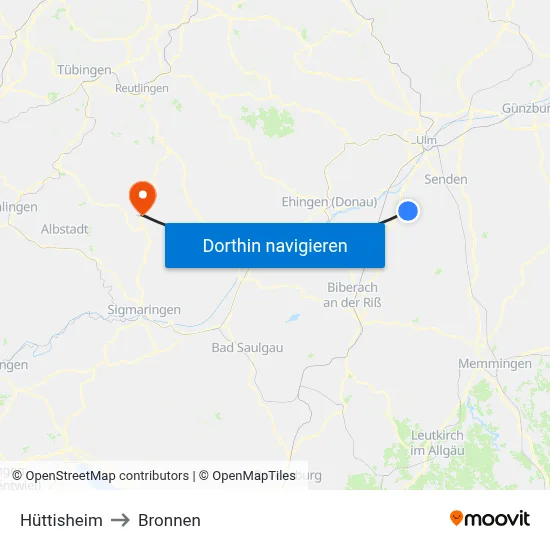 Hüttisheim to Bronnen map