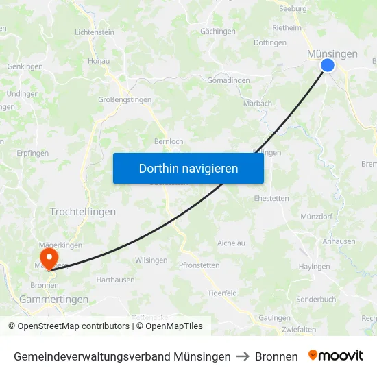 Gemeindeverwaltungsverband Münsingen to Bronnen map