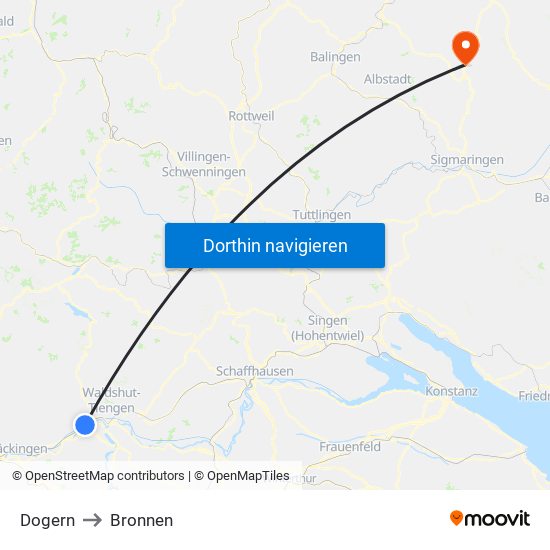 Dogern to Bronnen map