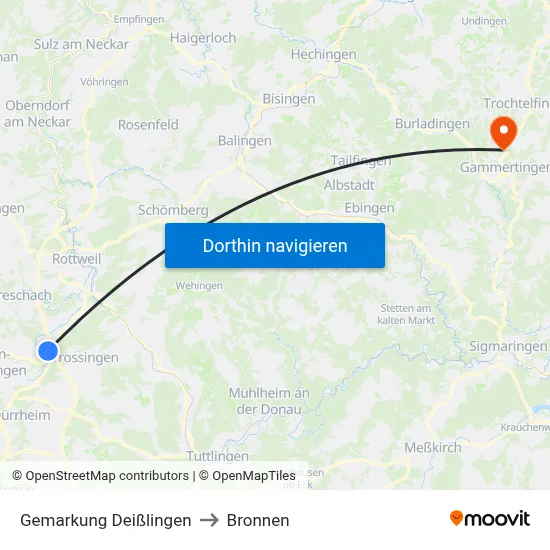 Gemarkung Deißlingen to Bronnen map
