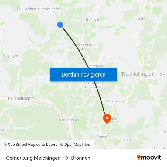 Gemarkung Melchingen to Bronnen map