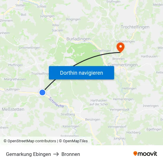 Gemarkung Ebingen to Bronnen map
