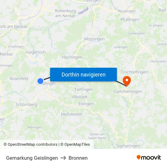 Gemarkung Geislingen to Bronnen map