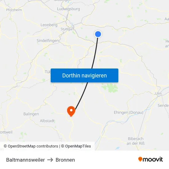Baltmannsweiler to Bronnen map