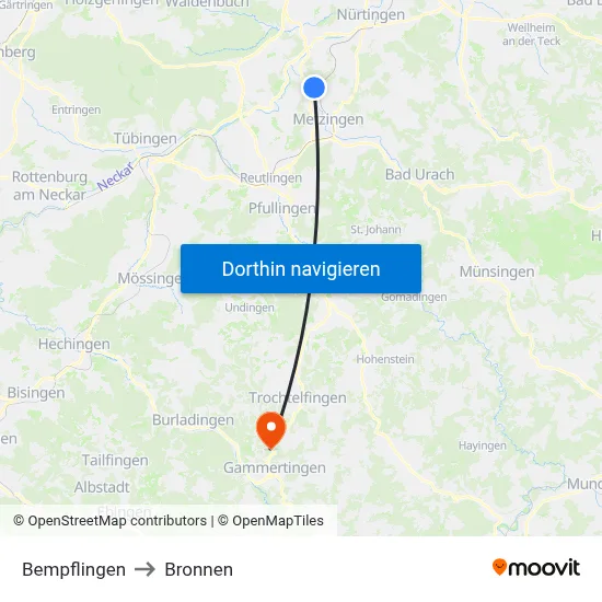 Bempflingen to Bronnen map