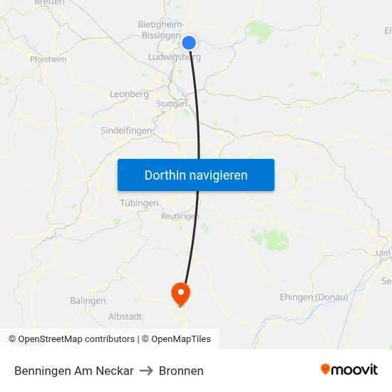 Benningen Am Neckar to Bronnen map