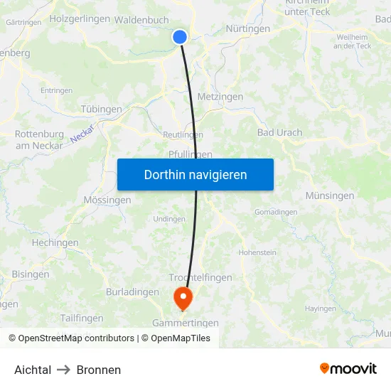 Aichtal to Bronnen map
