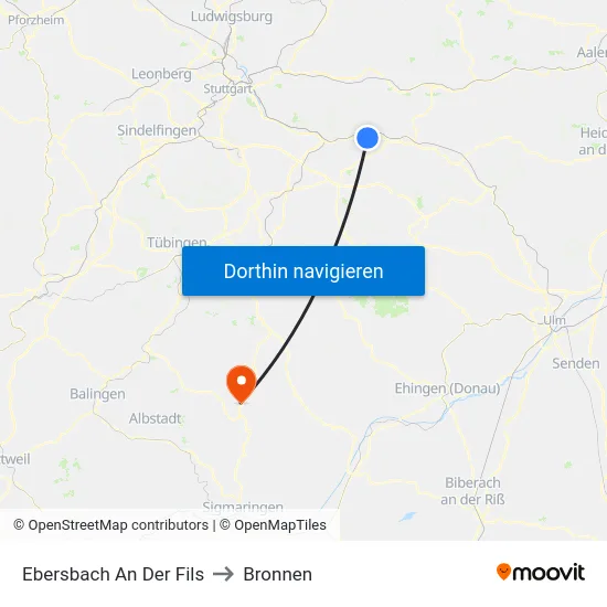 Ebersbach An Der Fils to Bronnen map