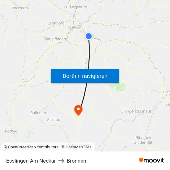 Esslingen Am Neckar to Bronnen map