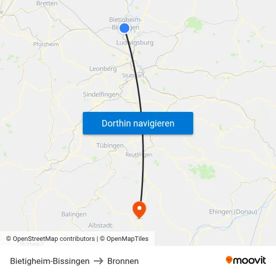 Bietigheim-Bissingen to Bronnen map