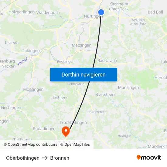 Oberboihingen to Bronnen map