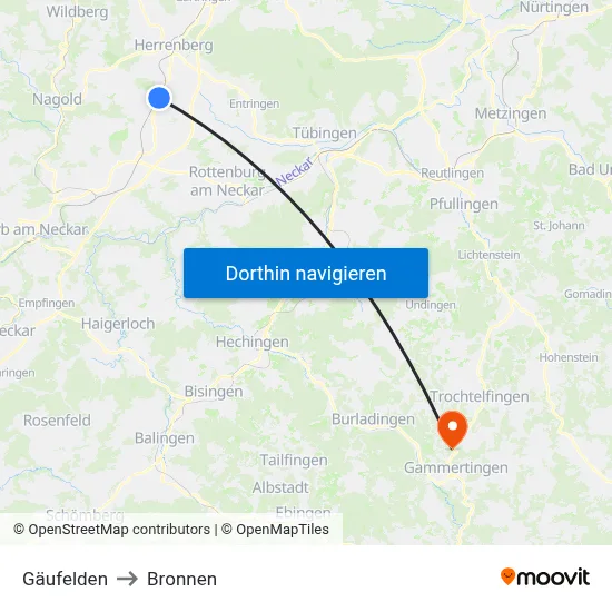 Gäufelden to Bronnen map