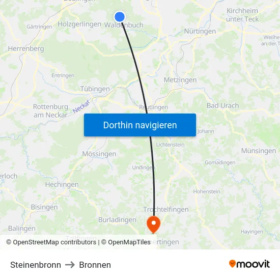 Steinenbronn to Bronnen map