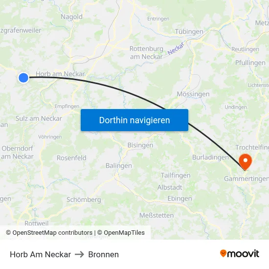 Horb Am Neckar to Bronnen map