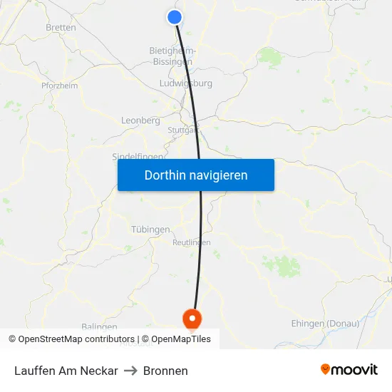 Lauffen Am Neckar to Bronnen map
