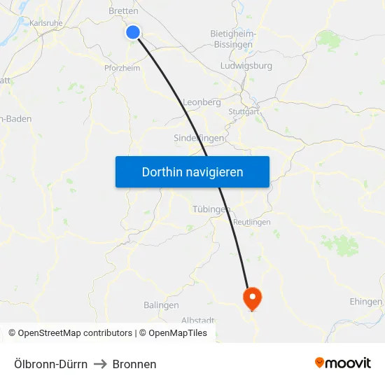 Ölbronn-Dürrn to Bronnen map