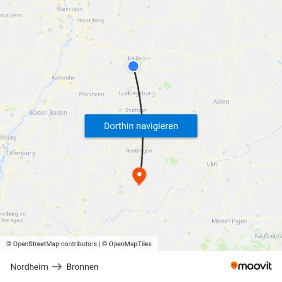 Nordheim to Bronnen map