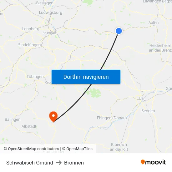 Schwäbisch Gmünd to Bronnen map