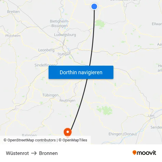 Wüstenrot to Bronnen map