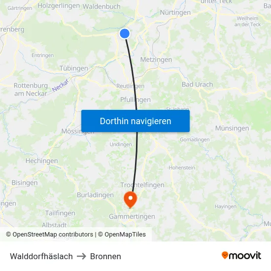 Walddorfhäslach to Bronnen map