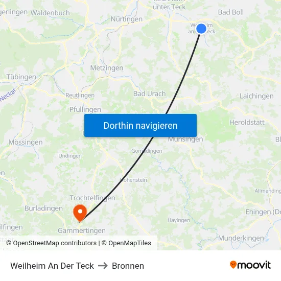 Weilheim An Der Teck to Bronnen map