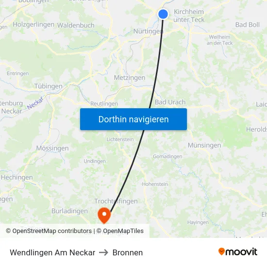 Wendlingen Am Neckar to Bronnen map