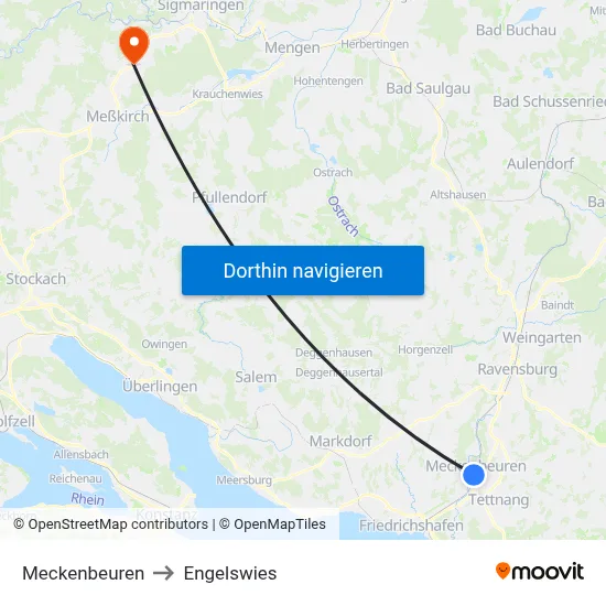 Meckenbeuren to Engelswies map