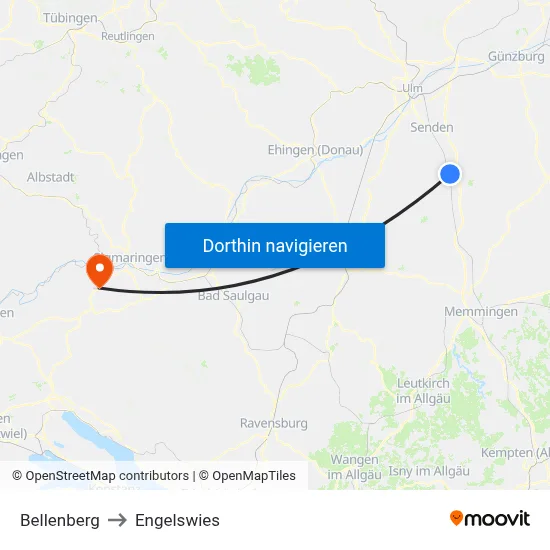 Bellenberg to Engelswies map