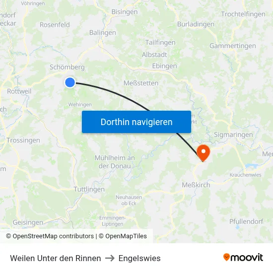 Weilen Unter den Rinnen to Engelswies map