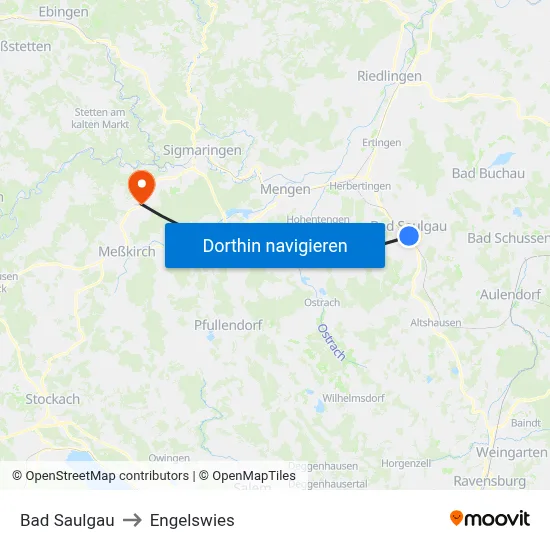 Bad Saulgau to Engelswies map