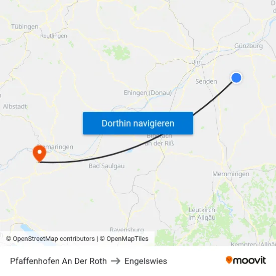 Pfaffenhofen An Der Roth to Engelswies map