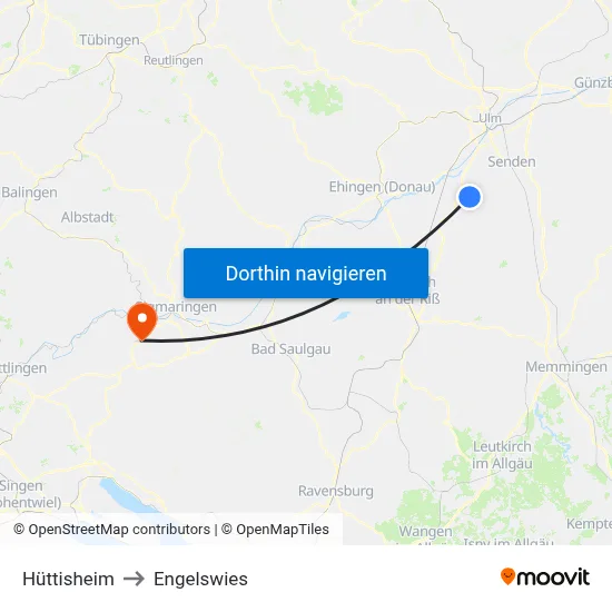 Hüttisheim to Engelswies map