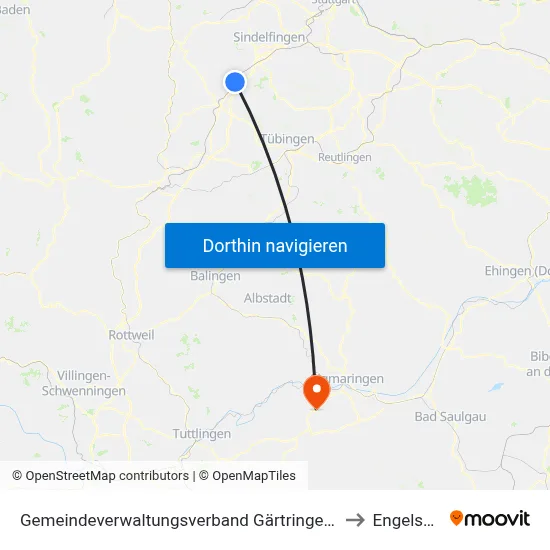 Gemeindeverwaltungsverband Gärtringen/Ehningen to Engelswies map