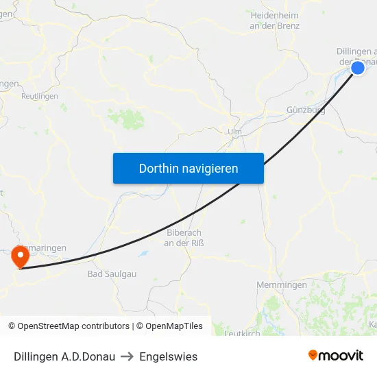 Dillingen A.D.Donau to Engelswies map