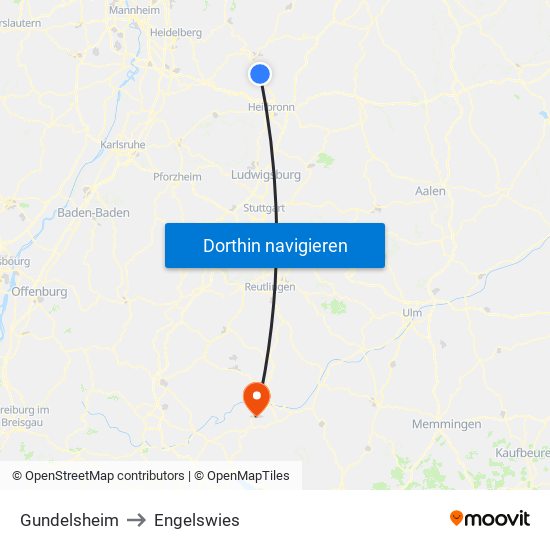 Gundelsheim to Engelswies map
