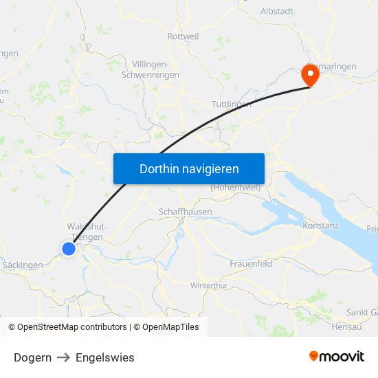 Dogern to Engelswies map