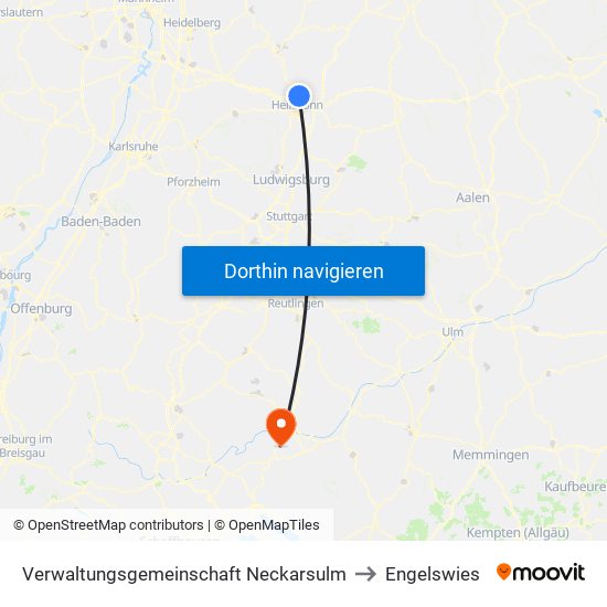 Verwaltungsgemeinschaft Neckarsulm to Engelswies map