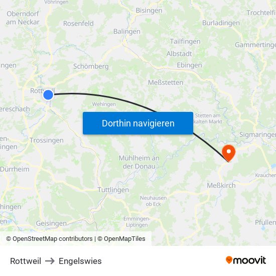 Rottweil to Engelswies map