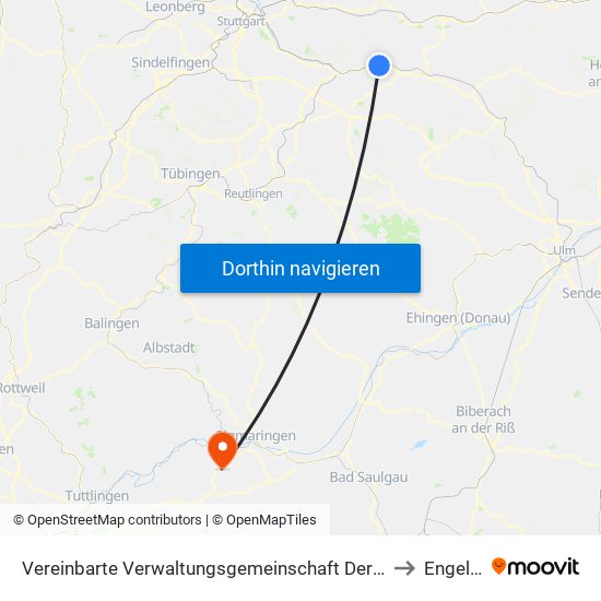 Vereinbarte Verwaltungsgemeinschaft Der Stadt Ebersbach An Der Fils to Engelswies map